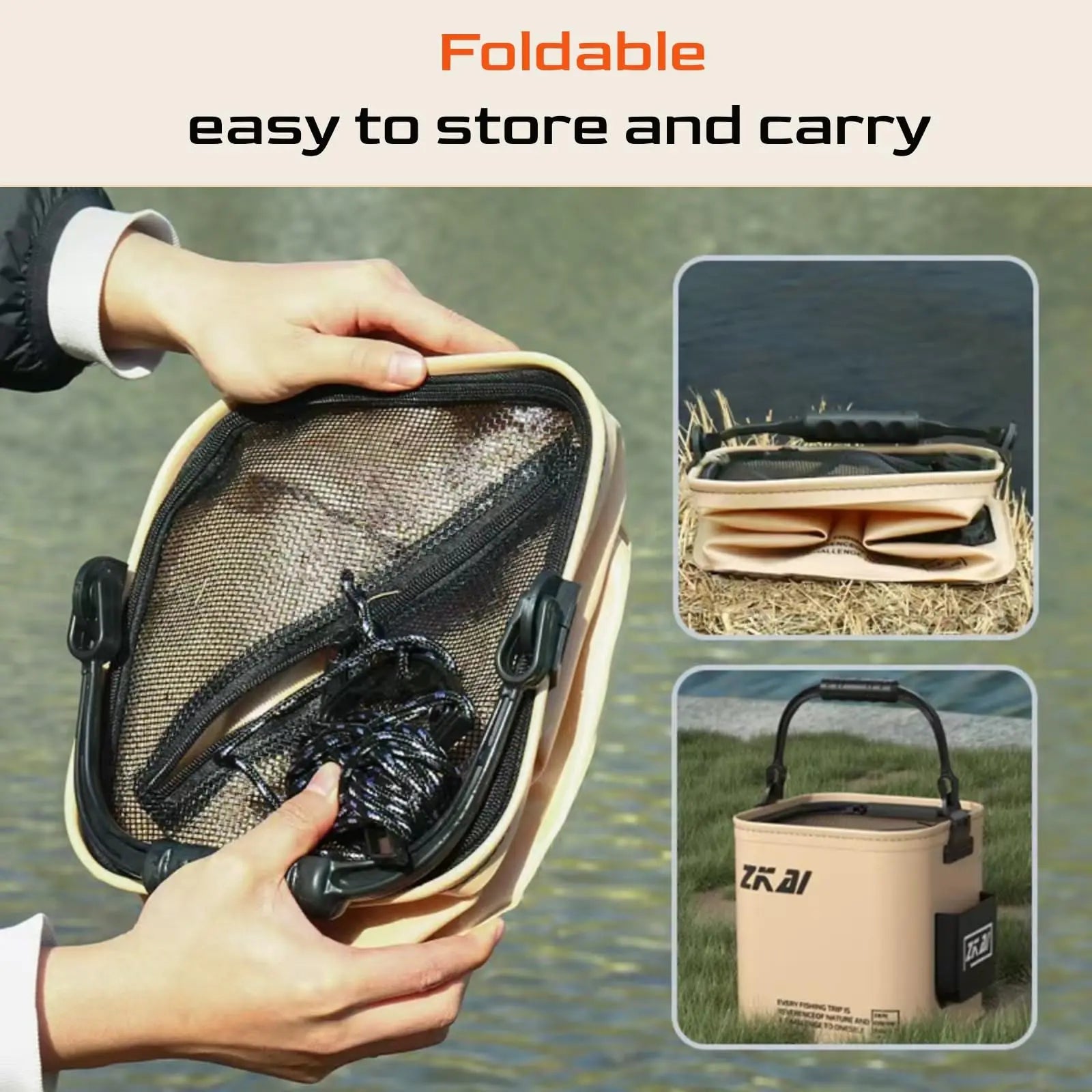 Outdoor Fishing Bucket Foldable Portable Fishing Water Pail with 5M Rope for Wild Fishing Hiking Traveling Camping Bucket 8L/13L