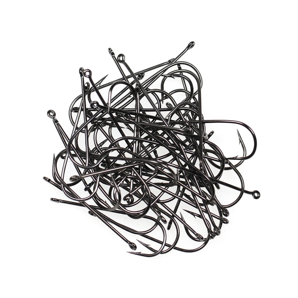 ICERIO 50PCS Aberdeen Long Shank Fish Hook Saltwater Fresh Water Fishing Hooks Sabiki Rig Streamer Fly Hook Size 10 4 2 2/0 3/0