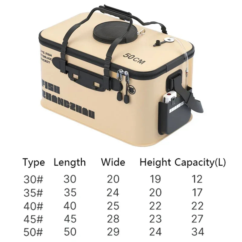 New Outdoor Fishing Bucket Foldable Live Fish Bucket with Net Cover 12-34L EVA Water Pail with Handbar for Wild Fishing Tackle