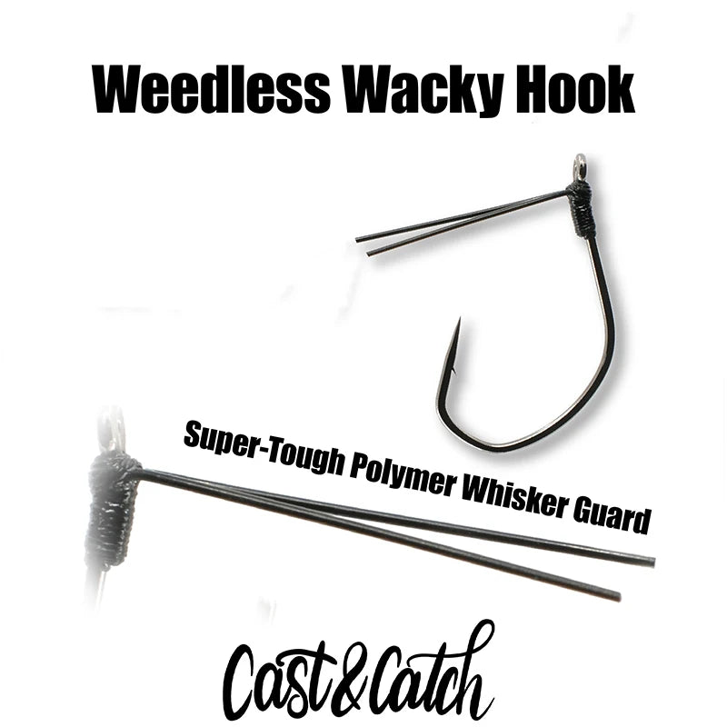 Cast&Catch 4PCS Weedless Wacky Fish Hook Anti-Snag Grass Blocking for Bass Soft Bait Freshwater Fishing Tackle
