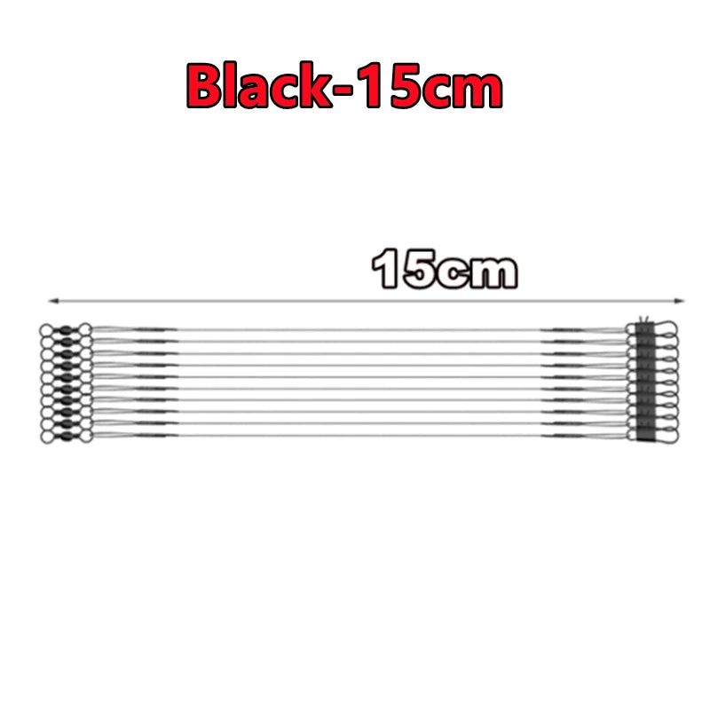 New 100-10PCS Anti Bite Steel Fishing Line 15-30cm Steel Wire Leader With Swivel Fishing Accessory Lead Core Leash Fishing Wire