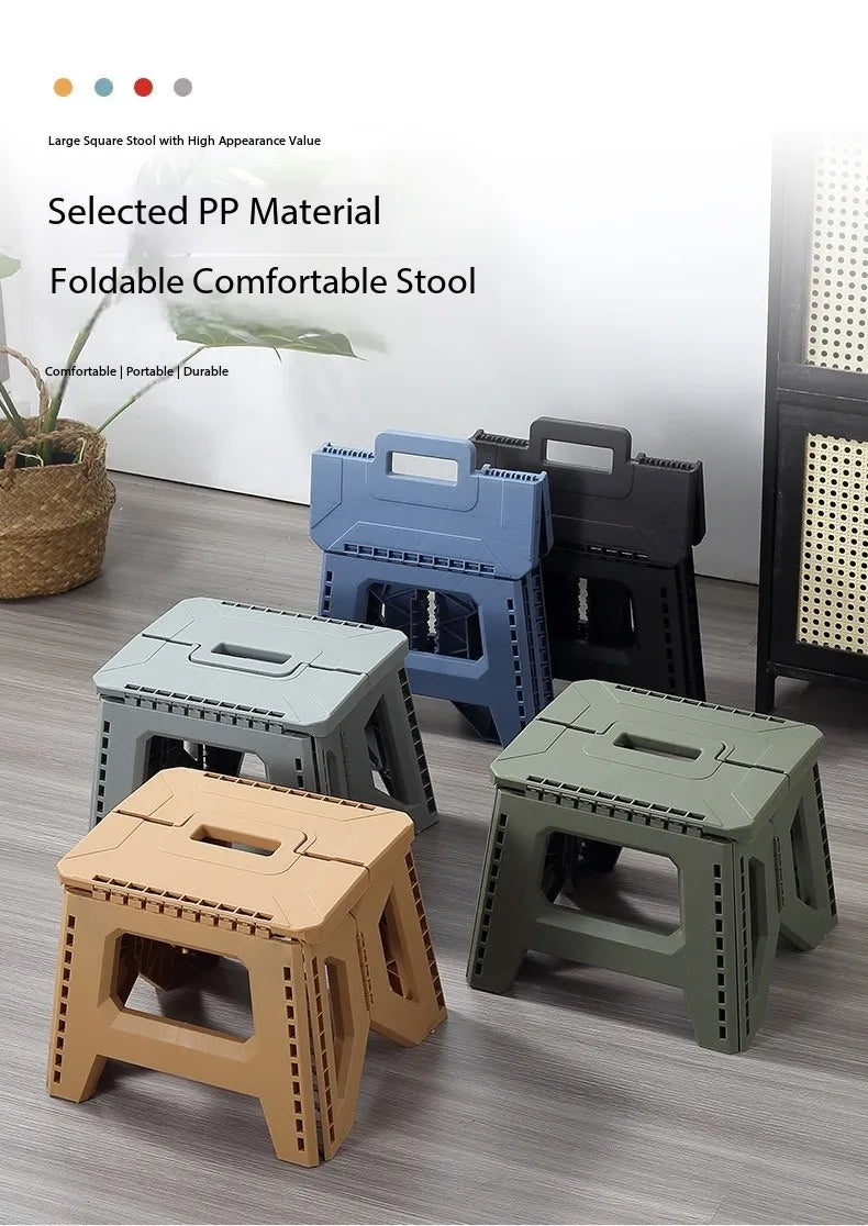 Thickened Folding Stool Outdoor Portable Stool Household Portable Camping Stall Bench Folding Anti-drop Stool Fishing Chair