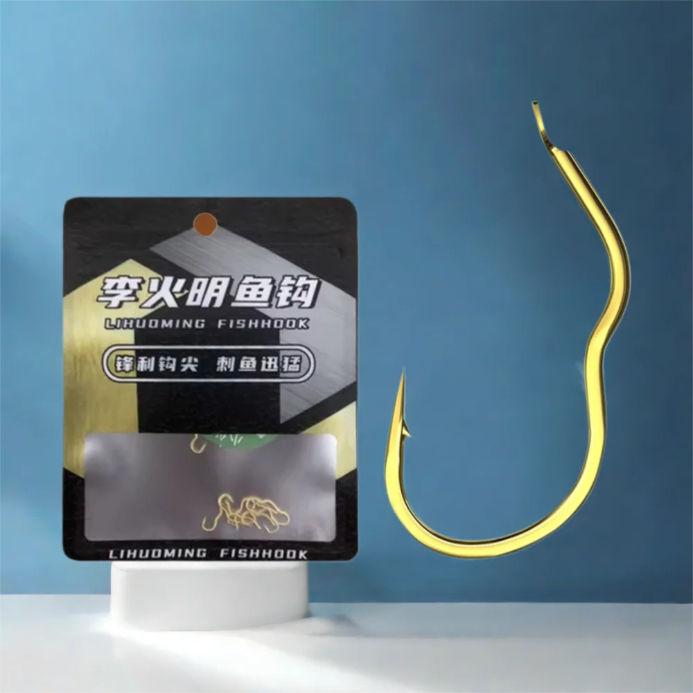 12 Pcs/Pack Durable 1#-10# High Carbon Steel Gold Fishing Hook Sharp Barbed Anti Slip Automatic Flip Fishhook Fishing Tackle