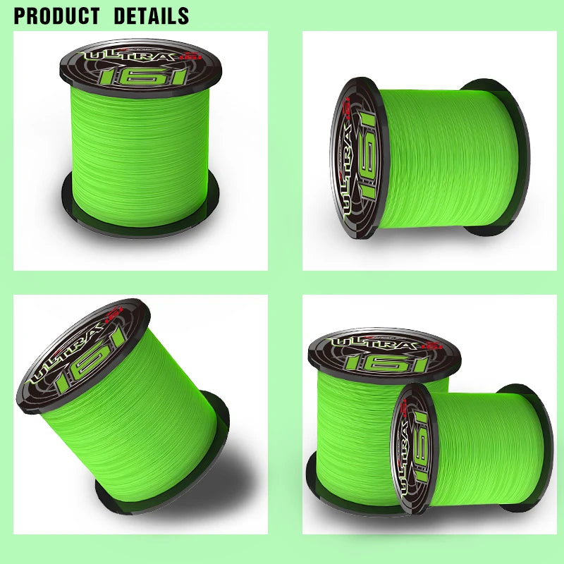 New X16 Strands Fishing Line YGK Ultra 300/500M Braided PE Fishing Strong Fishing Line Multifilament Durable Fishing Line Tool