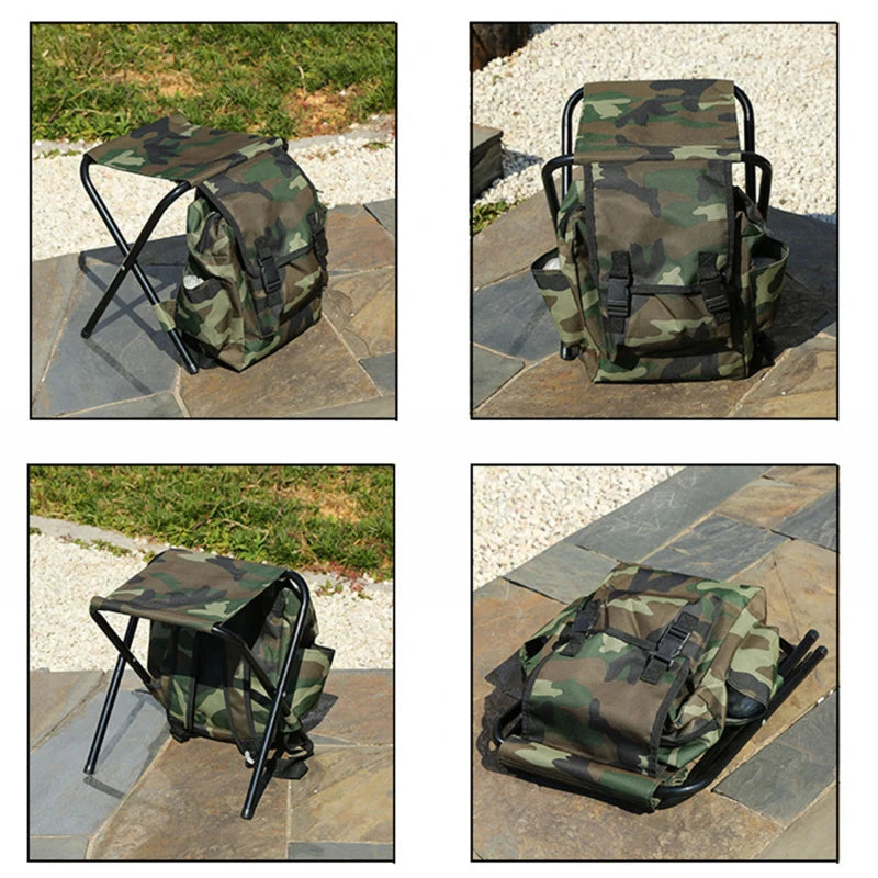Economy Fishing Chair Hiking Seat Outdoor Folding Camping Fishing Chair Sturdy Comfortable Stool Portable Backpack Seat Bag