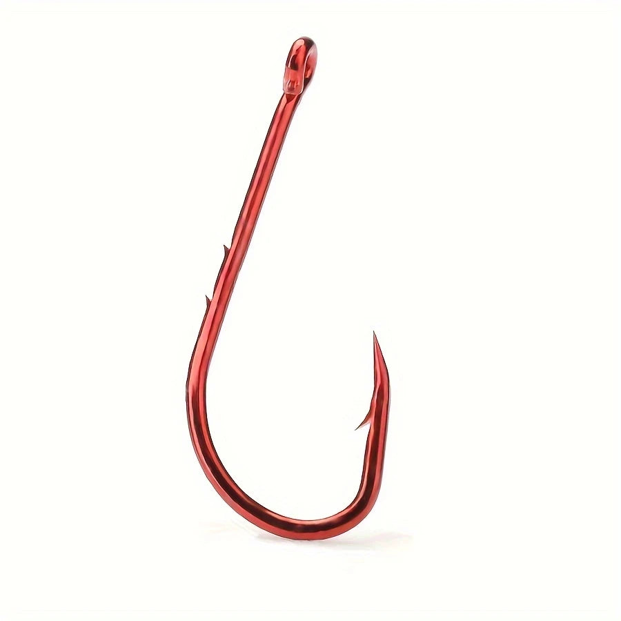 FTK Red Fishing Hooks Sea Barbed Fishing Lures Shank Beak Live BaitHolder Carp Fishing Jig Worm Hooks Accessories Tackle