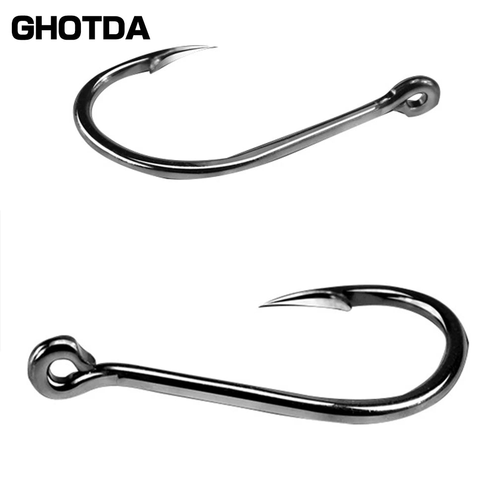 100Pcs Size 3-12# Ring Eye Fishhooks Circle Carp Eyed Fishing Hook High Carbon Steel Fishing Hooks Single Jig Fish Hook Tackle