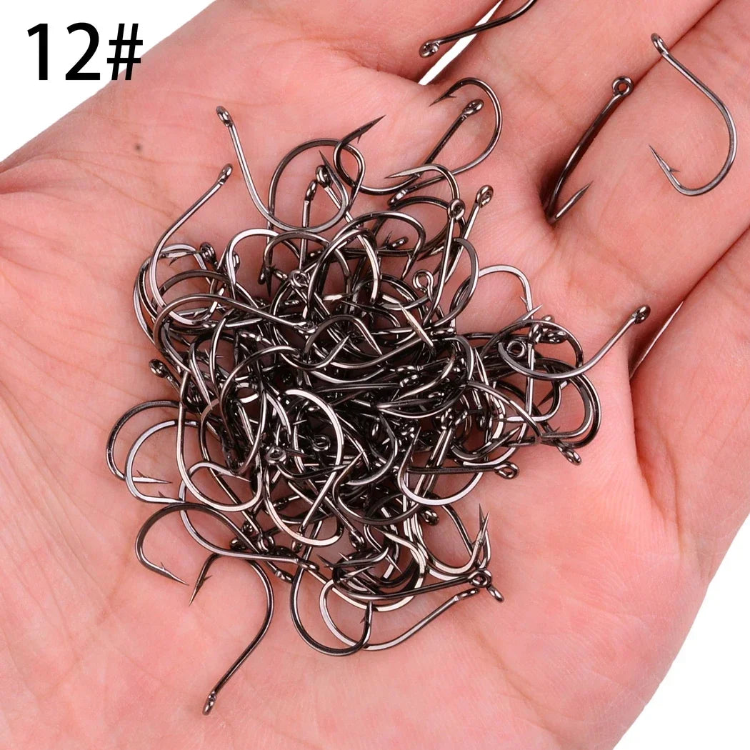 100pcs/Box Japan Izu Fish Hook High Carbon Steel Barbed In Fly Fishing Hook Worm Pond Fishing Bait Hooks