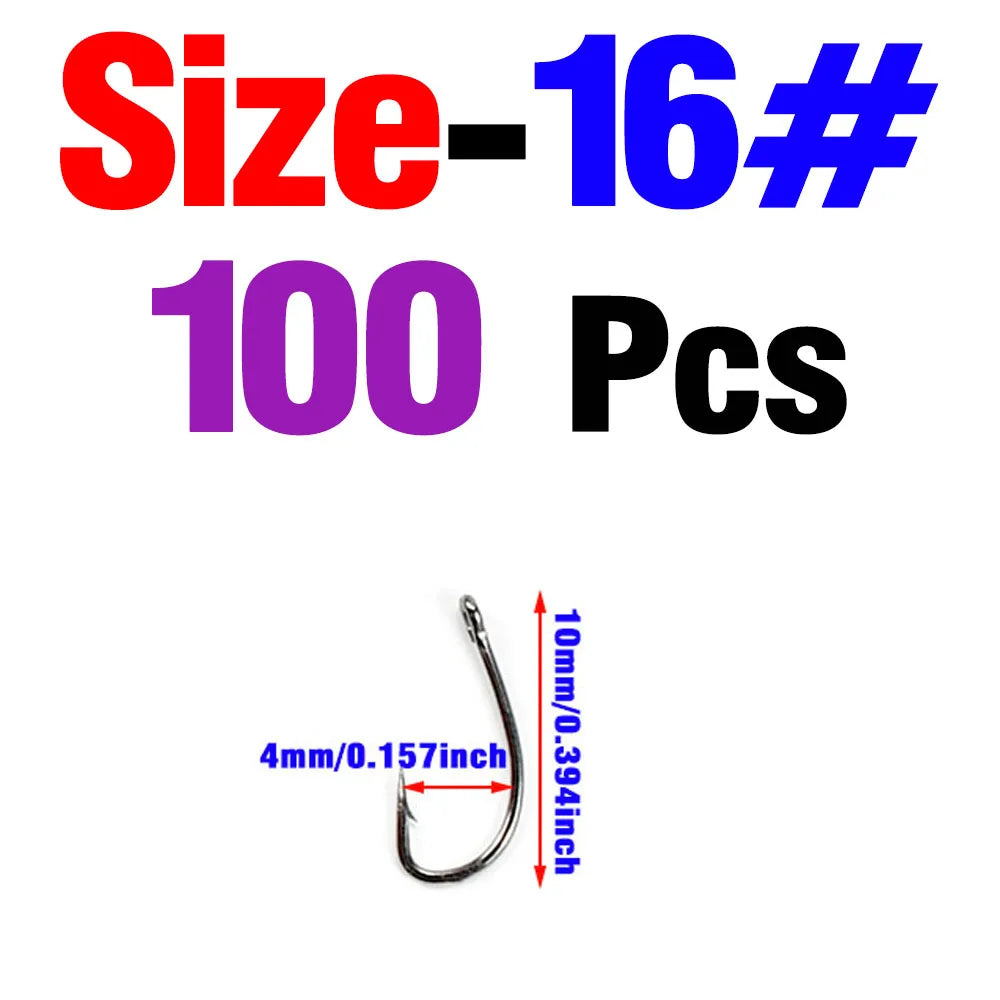100Pcs/Pack 12# 14# 16# 18# Black Nickel Trout Single Hook With Barb High Carbon Steel Fishing Flies Spoon Hooks