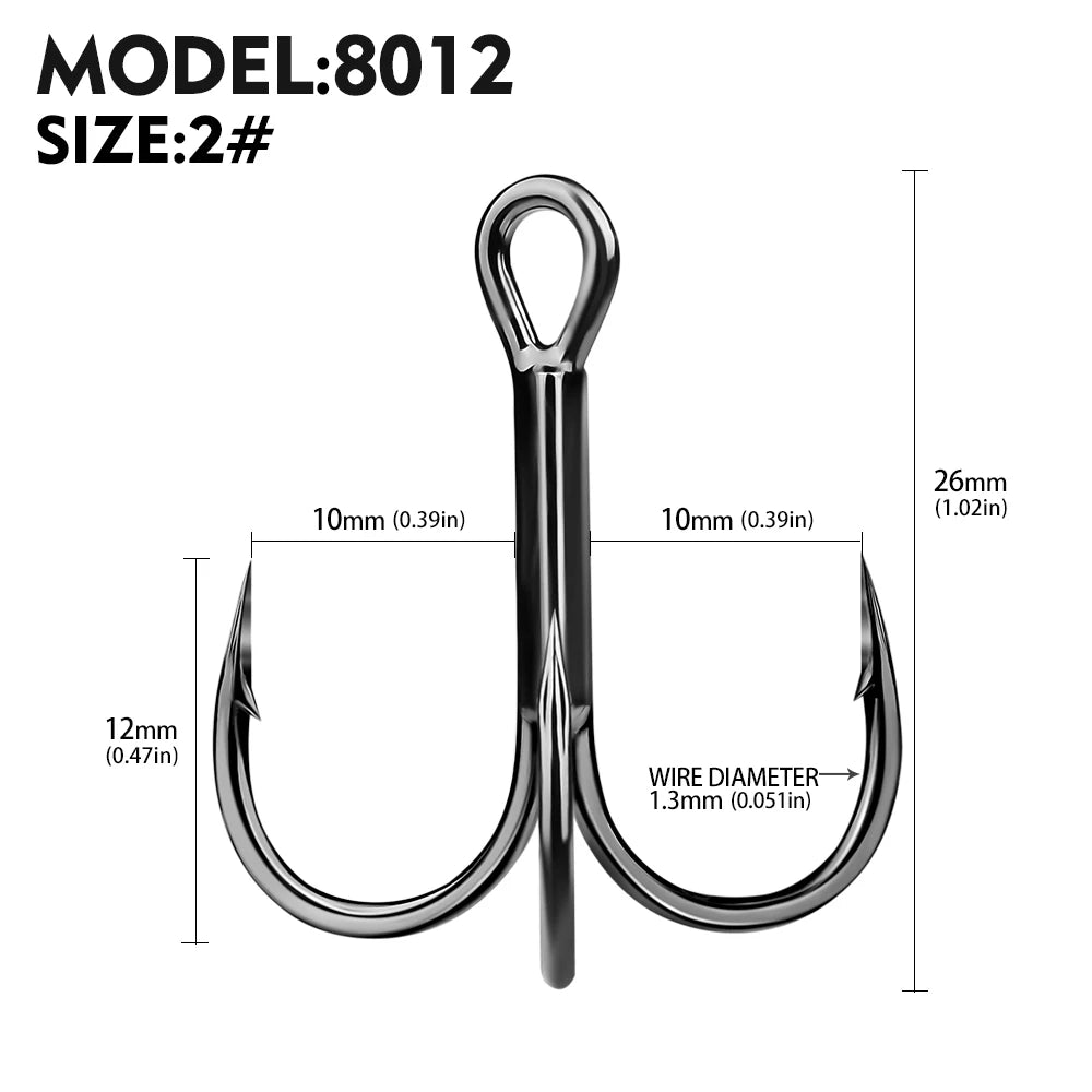 PROBEROS 20pcs Streng thened Sharp Fishing Treble Hooks High Carbon Steel Strength & Corrosion Resistance For Bait  Saltwater