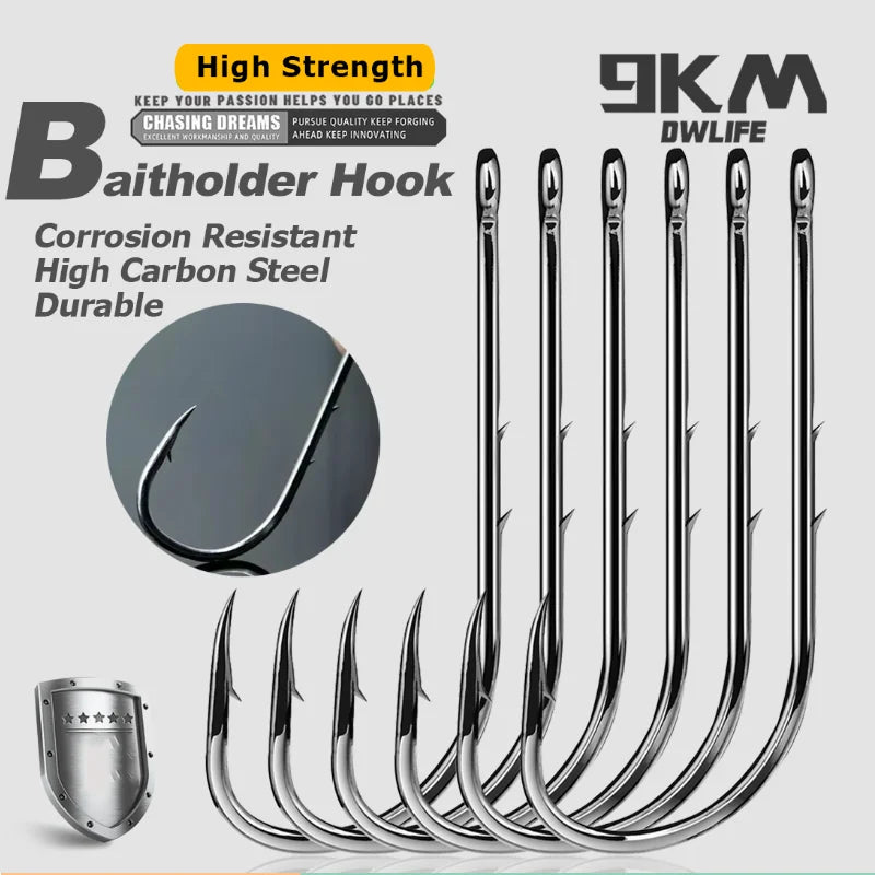 9KM Baitholder Fishing Hooks Sea Barbed Long Shank Beak Hook Live Bait Holder Fishing Worm Hooks Saltwater Accessories Tackle