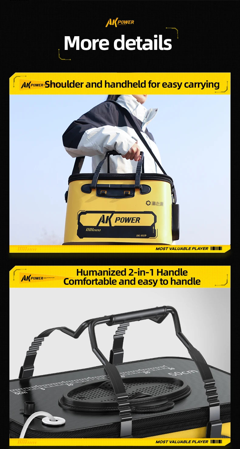 YUZHIYUAN Fishing Bucket Foldable Portable Live Fish Bucket Large Capacity Water Bucket Thickened EVA Material Outdoor Fishing