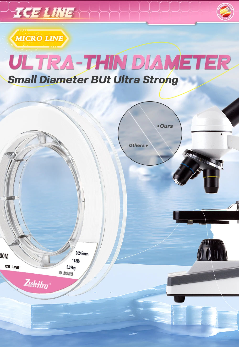 ZUKIBO Micro Fuesd Ice Line100m Winter Soft Braided Fishing Line Zero Memory Super Strong Abrasion Resistant Line Fishing Tackle