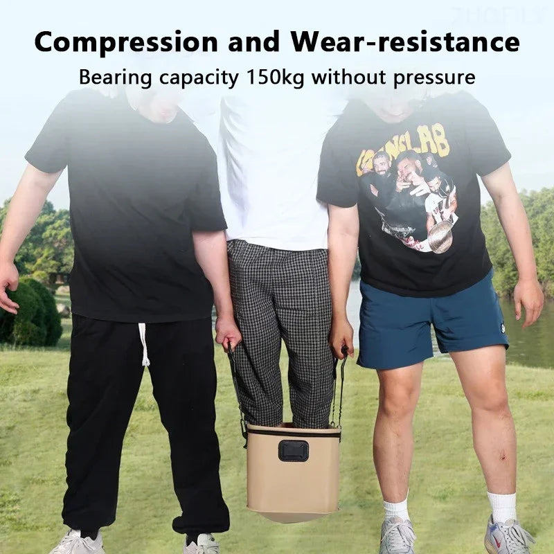 New Outdoor Fishing Bucket Foldable Live Fish Bucket with Net Cover 12-34L EVA Water Pail with Handbar for Wild Fishing Tackle