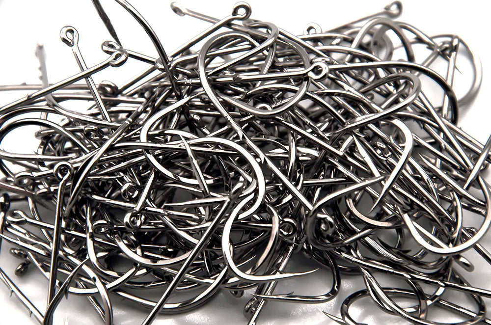 50pcs/lot Long Shank Fishing Hook 1#-6/0# High Carbon Steel Sharp Barbed Offset Narrow Bait Hook