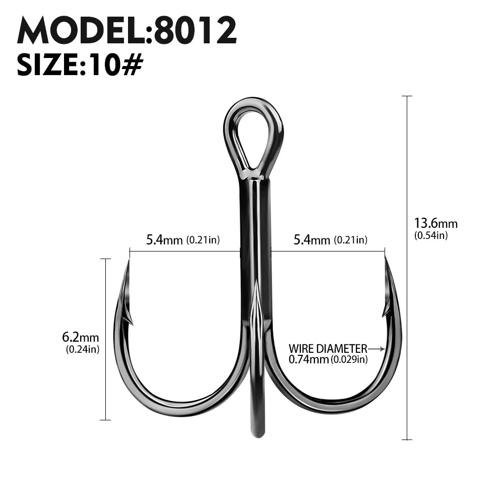 PROBEROS 20pcs Streng thened Sharp Fishing Treble Hooks High Carbon Steel Strength & Corrosion Resistance For Bait  Saltwater