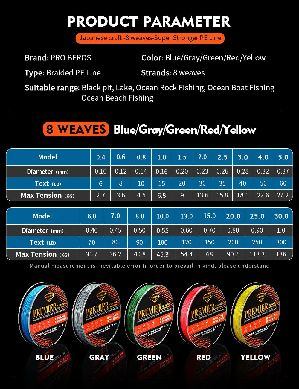 8-Strand Dyneema PE Braided Line 100m Spinning Reel 6LB-120LB 0.1mm-0.6mm PE Fishing Line Less Memory Fishing Accessories