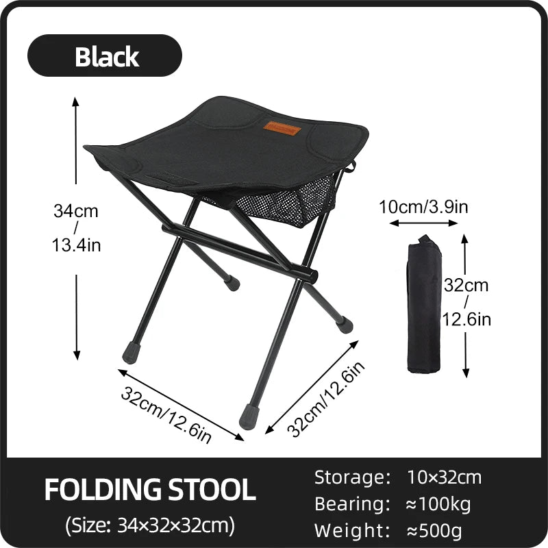 PACOONE Outdoor Portable Folding Stool Aluminum Alloy Minin Storage Chair Camping Fishing Chair Picnic Lightweight Furniture New