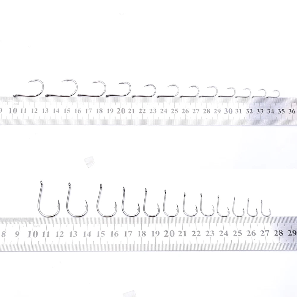 FTK CHINU Fishhook with ring barbed 1/0#-5/0#50PCS 1#-7#100PCS Rock Fishing Sea Fishing Hook black high carbon steel fishhook