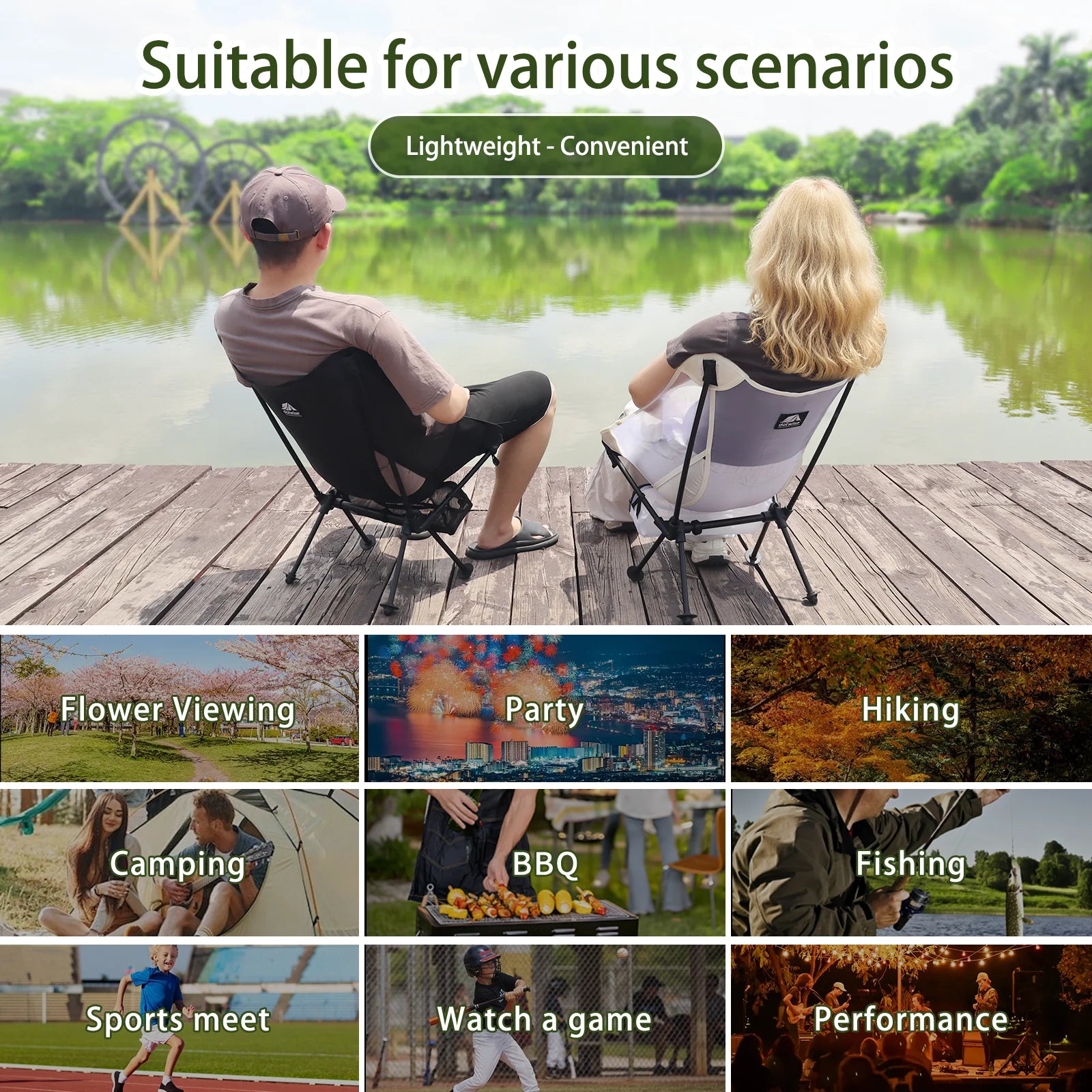 Moon Chair Breathable Outdoor Chair Camping Fishing Chair Mesh Material 7075 Aluminum Alloy Breathable Surface Anti Sinking