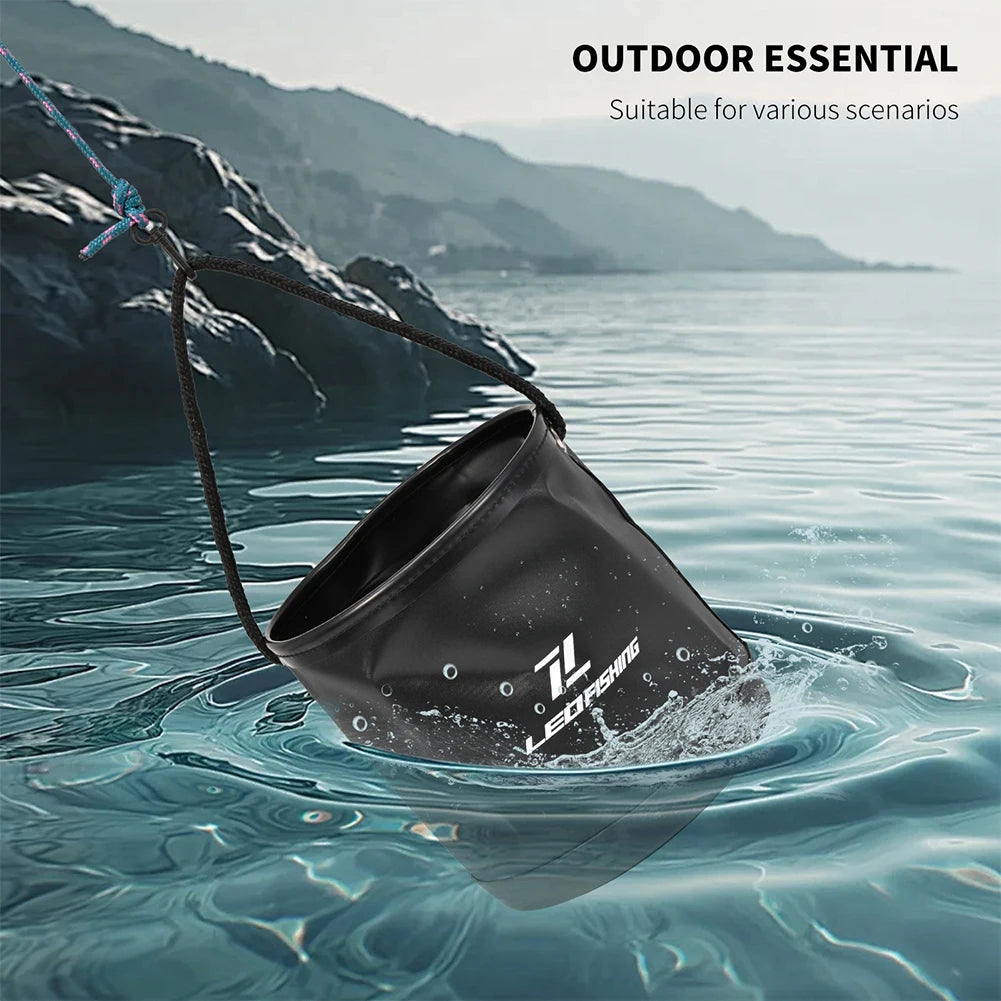 4.5L EVA Round Fold Live Fish Bucket Water Tank Container Gear With Drawstring Fishing Equipment For Fishing Cleaning Cars