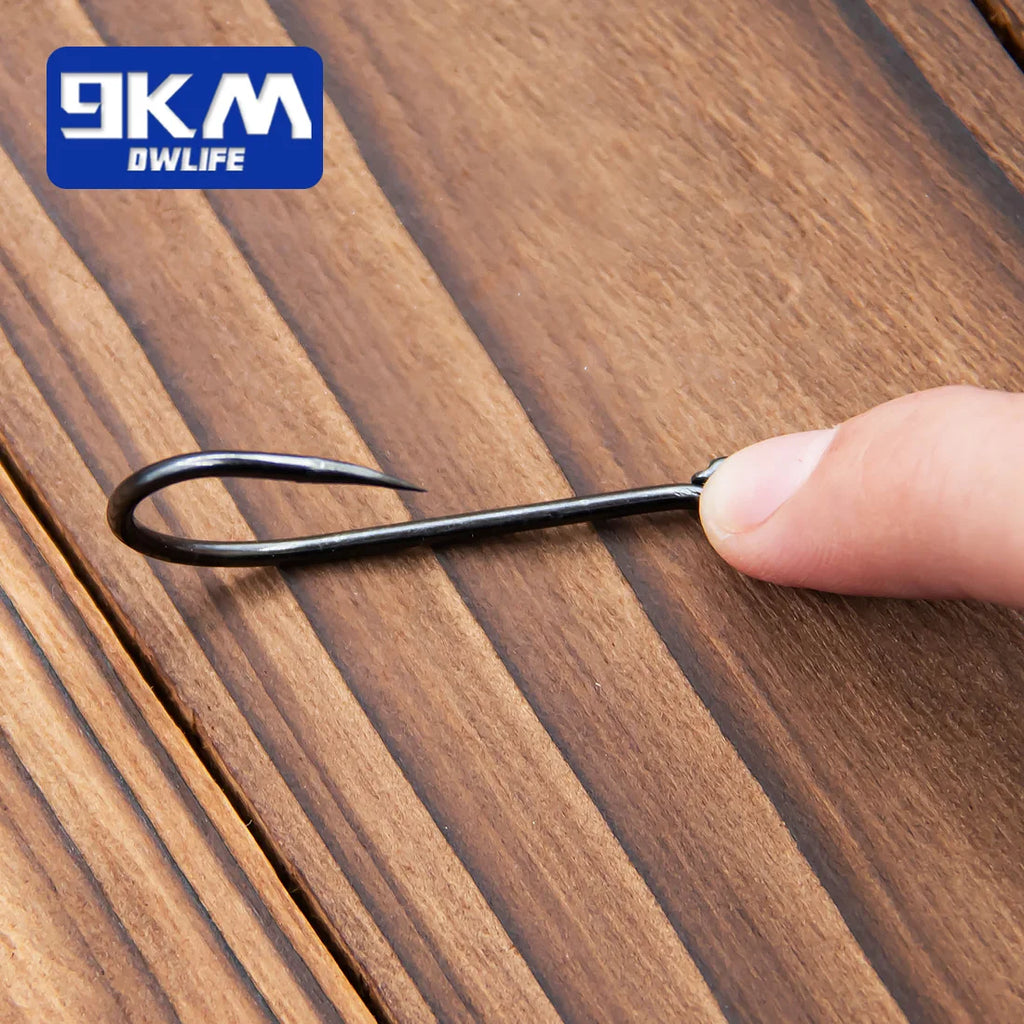 9KM Fishing Hooks 50~100Pcs Carp Hook Fishing Circle Hook Barbed Black High Carbon Steel Ice Fishing Accessories