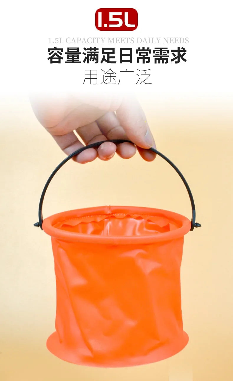 Folding Fishing Bucket Live Fish Box Outdoor Car Wash Bathroom Kitchen Fishing Bait Bucket Folding Bucket Fishing Kit