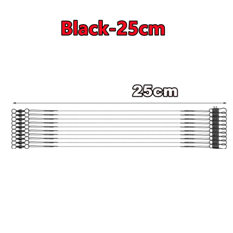 New 100-10PCS Anti Bite Steel Fishing Line 15-30cm Steel Wire Leader With Swivel Fishing Accessory Lead Core Leash Fishing Wire