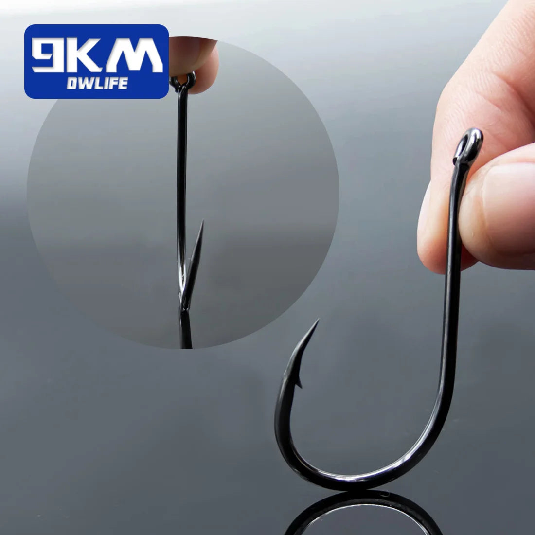 9KM Fishing Hooks 50~100Pcs Carp Hook Fishing Circle Hook Barbed Black High Carbon Steel Ice Fishing Accessories