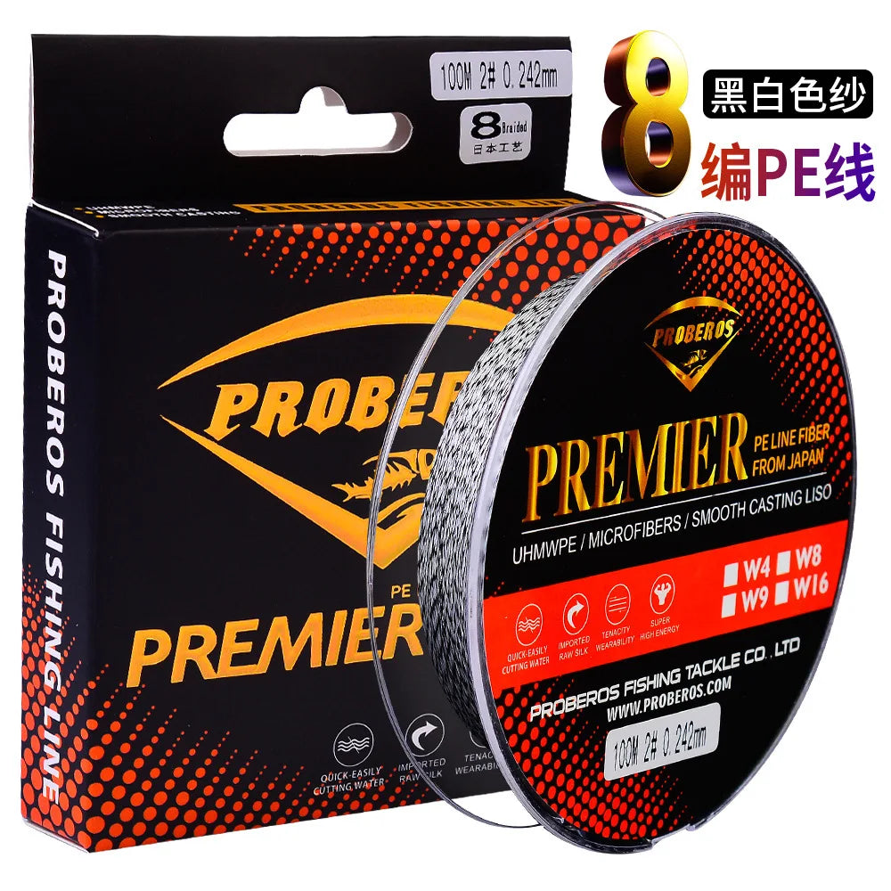 8-Strand Dyneema PE Braided Line 100m Spinning Reel 6LB-120LB 0.1mm-0.6mm PE Fishing Line Less Memory Fishing Accessories