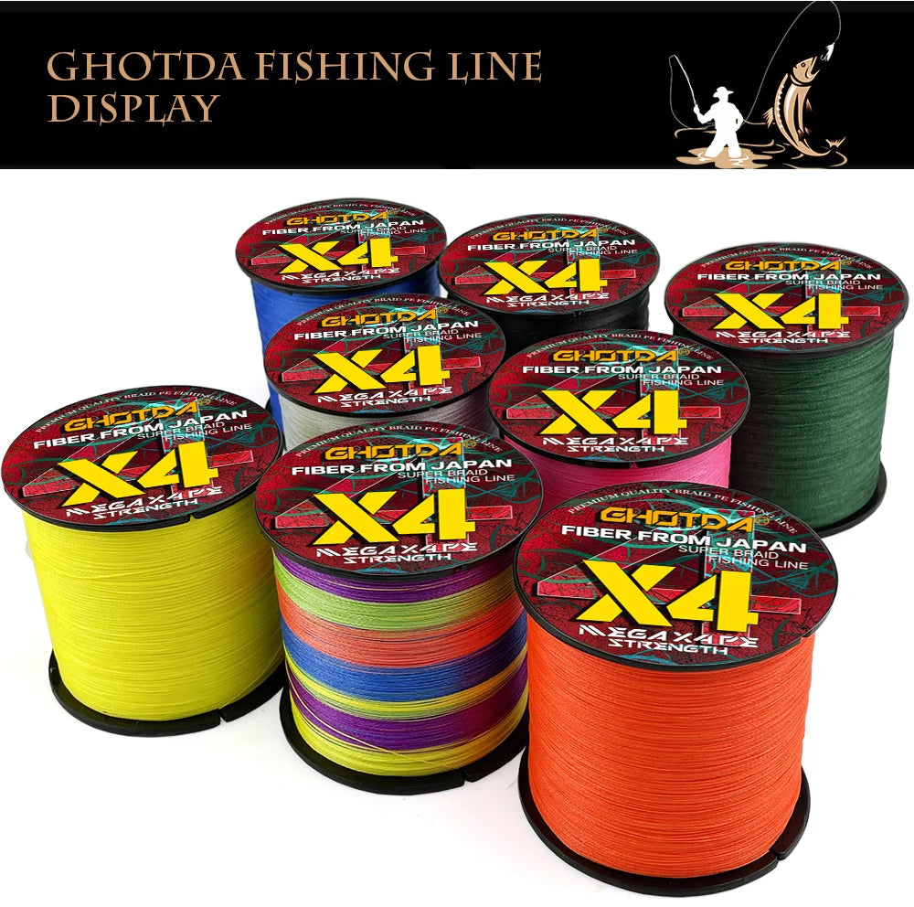 GHOTDA Braided Fishing Line 4 Strands 300M Spinning PE Multifilamento Japa Carp Fly Sea Saltwater Weave Extreme Strong X4 Pesca