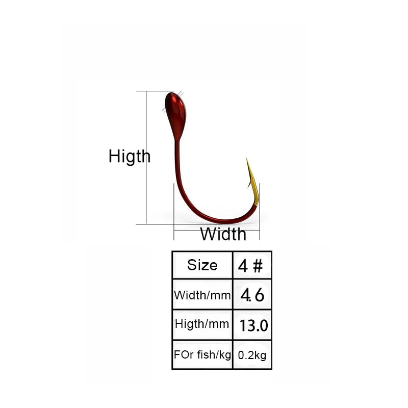10pcs Ice Fishing Tungsten Jig Japan Hook Ice Lead Head Bait Winter Fishing Hook Red Worm Maggot Fishhook Carp Fishing Tackle