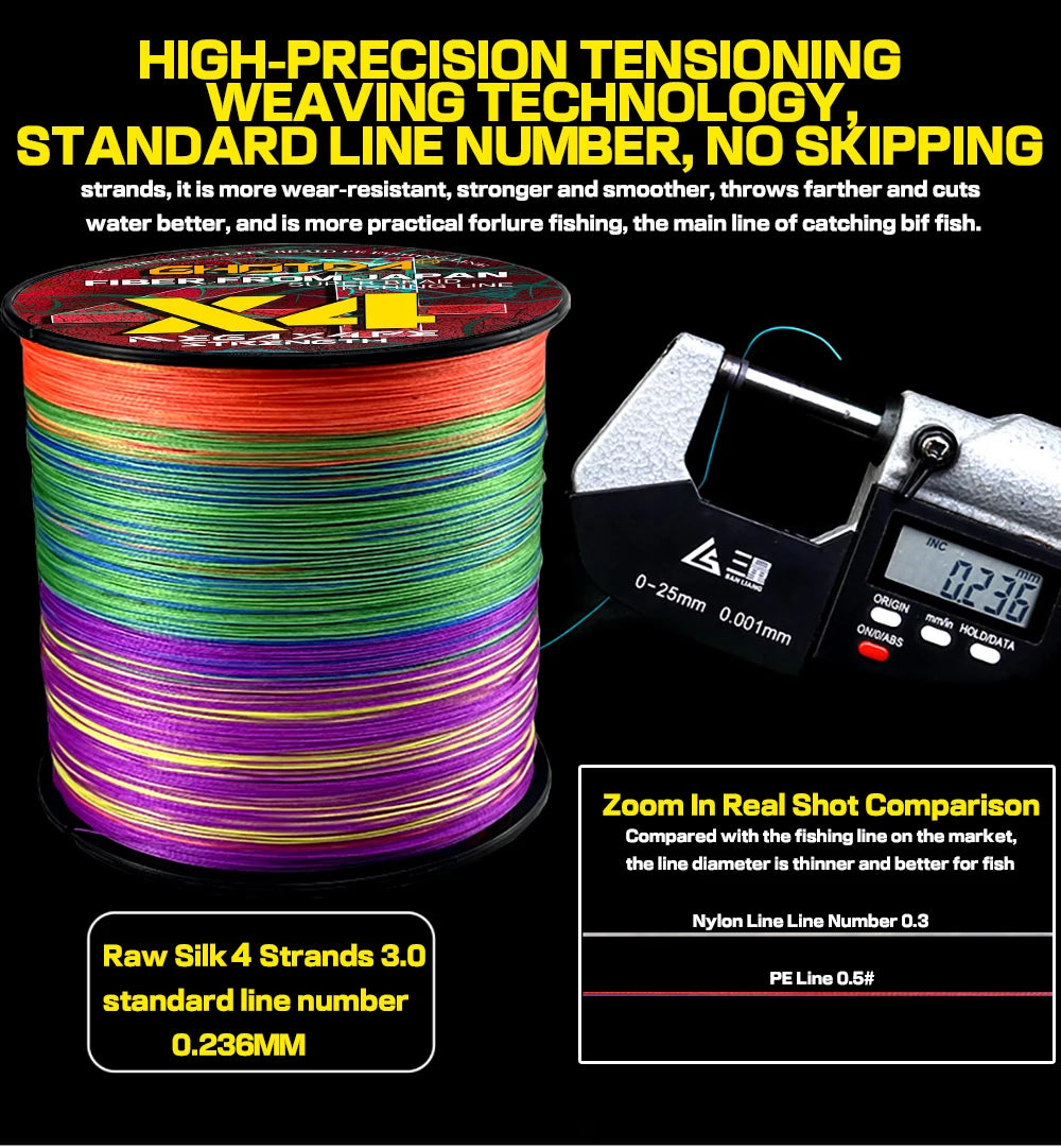 GHOTDA Braided Fishing Line 4 Strands 300M Spinning PE Multifilamento Japa Carp Fly Sea Saltwater Weave Extreme Strong X4 Pesca