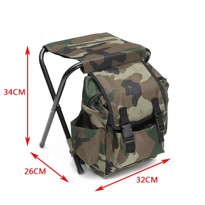 Economy Fishing Chair Hiking Seat Outdoor Folding Camping Fishing Chair Sturdy Comfortable Stool Portable Backpack Seat Bag