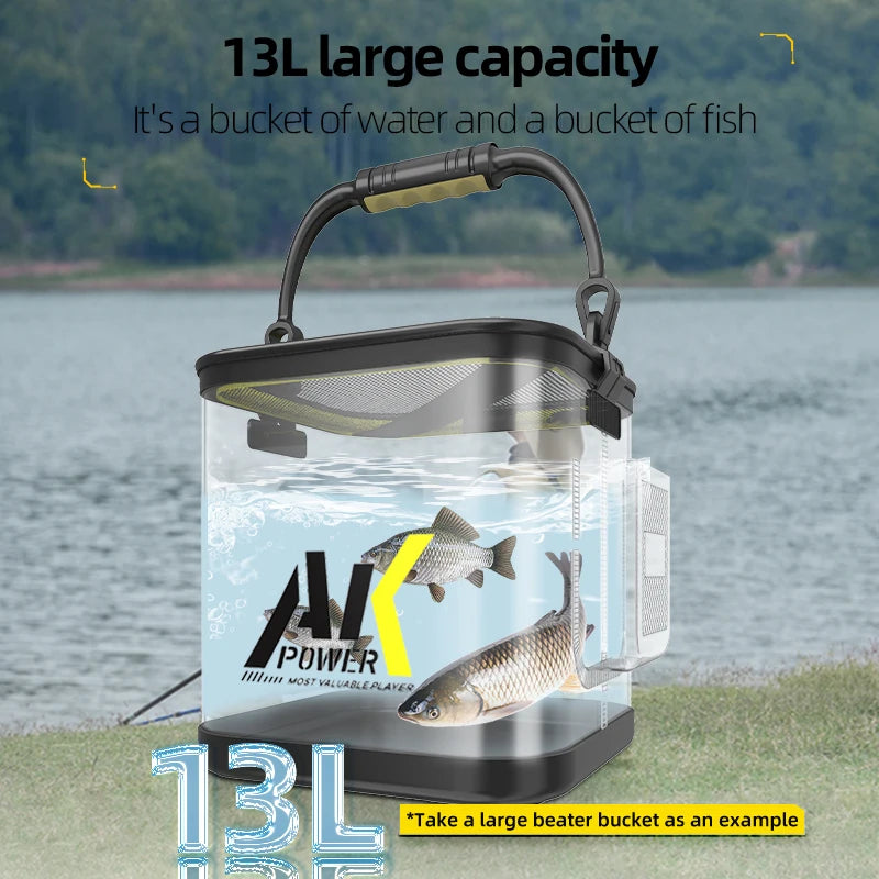 YUZHIYUAN Transparent Fishing Bucket Foldable Multifunctional Live Fish Container Fish Protection Multicompartment Aquatic Tool