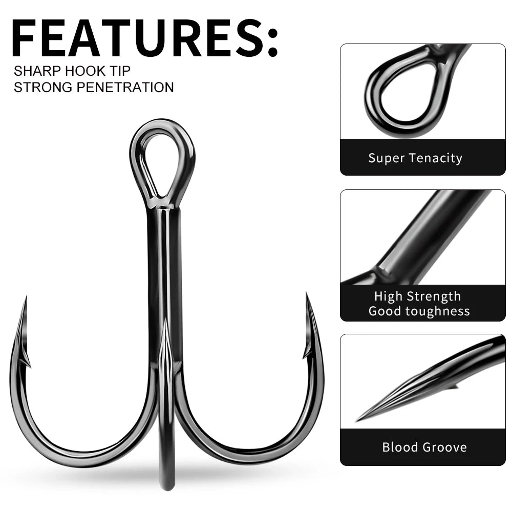 PROBEROS 20pcs Streng thened Sharp Fishing Treble Hooks High Carbon Steel Strength & Corrosion Resistance For Bait  Saltwater