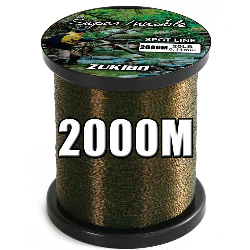 ZUKIBO 3000m Invisible Spotted Fishing Line Japan Super Strong Monofilament Line Fluorocarbon Coated Nylon Fly Sink Line pesca