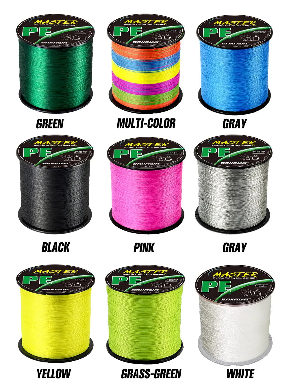 BAKAWA 4 Strands Braided PE Fishing Line 300M 500M 1000M Fly Wire Multifilament Carp Wire Japan Multicolor Sea Line Super Strong