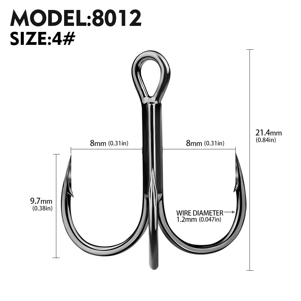 PROBEROS 20pcs Streng thened Sharp Fishing Treble Hooks High Carbon Steel Strength & Corrosion Resistance For Bait  Saltwater