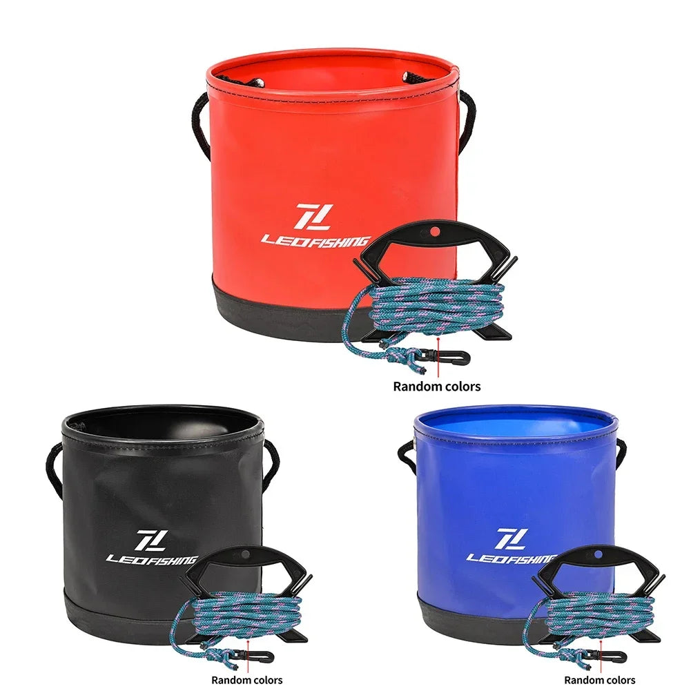 4.5L EVA Round Fold Live Fish Bucket Water Tank Container Gear With Drawstring Fishing Equipment For Fishing Cleaning Cars