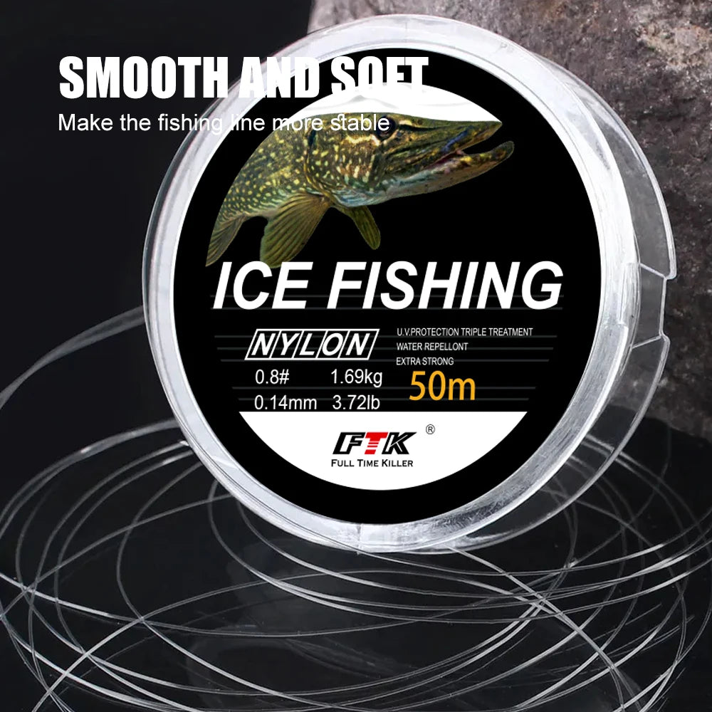 NGB 50M Ice Fishing Line Super Strong Monofilament Nylon Winter Bream Saltwater Fishing-Line Japan Low Memory Carp Line