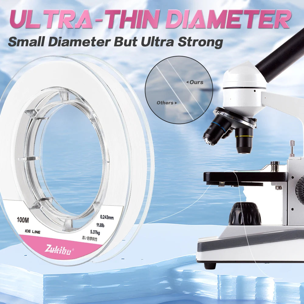 ZUKIBO Micro Fuesd Ice Line100m Winter Soft Braided Fishing Line Zero Memory Super Strong Abrasion Resistant Line Fishing Tackle