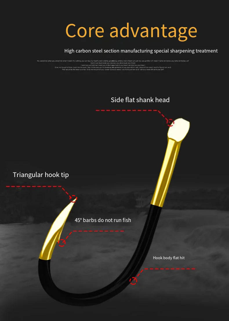 50pcs Fishing Hook Single Fishhook Supplies Lures Carp Fishing Tackle Barbed Colored Tungsten Alloy Fishing Accessories