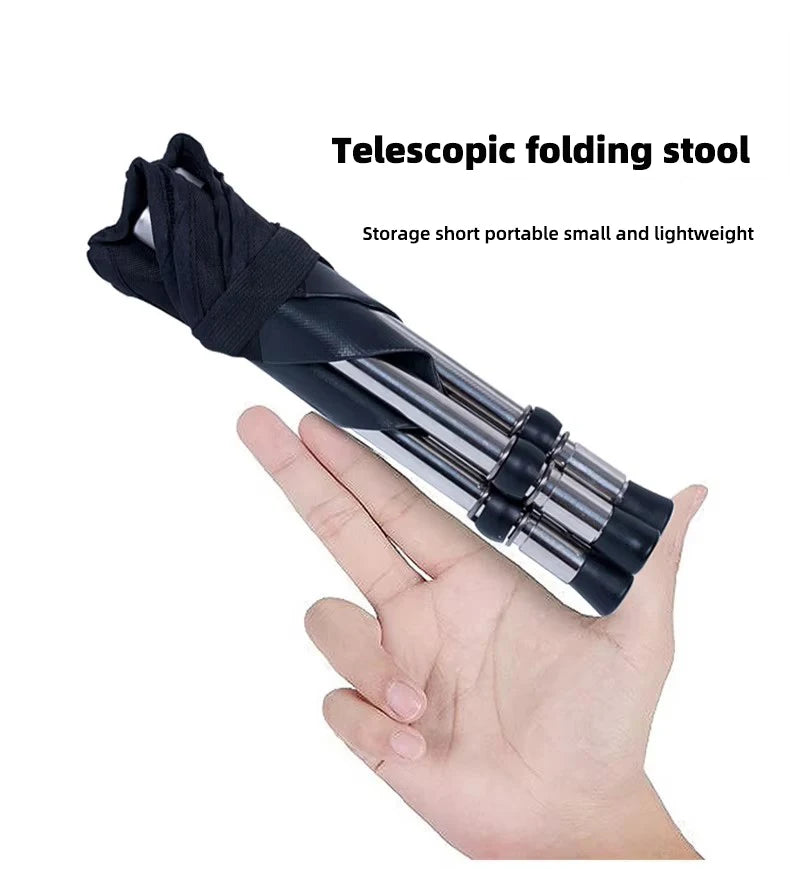 Stainless Steel Folding Outdoor Portable Telescopic Stool Camping Fishing Stool Telescopic Chair Easy to Fold Load Bearing 150kg