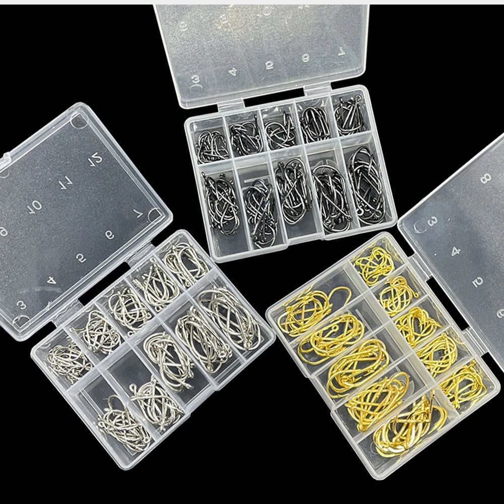 100Pcs Size 3-12# Ring Eye Fishhooks Circle Carp Eyed Fishing Hook High Carbon Steel Fishing Hooks Single Jig Fish Hook Tackle