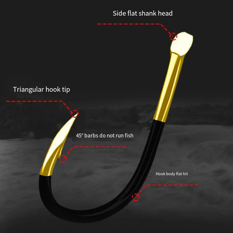 50pcs Fishing Hook Single Fishhook Supplies Lures Carp Fishing Tackle Barbed Colored Tungsten Alloy Fishing Accessories