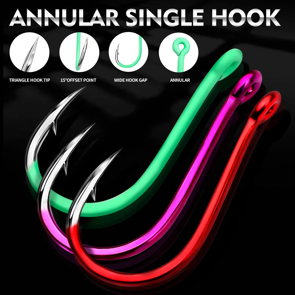 10pcs Lure Sea Fishing Barb Hook Luminous Crooked Mouth Triangular Tooth Fish Hook Sea Fishing Hook
