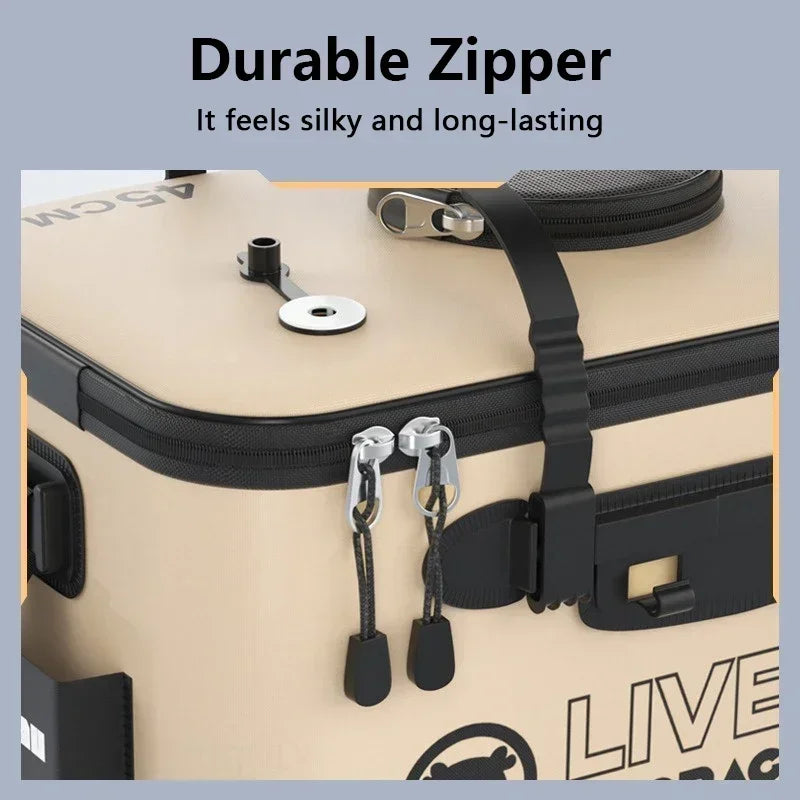 Fishing Bucket Foldable Live Fish Bucket with Net Cover 12-34L EVA Water Pail with Handbar for Wild Fishing Tackle Accessories