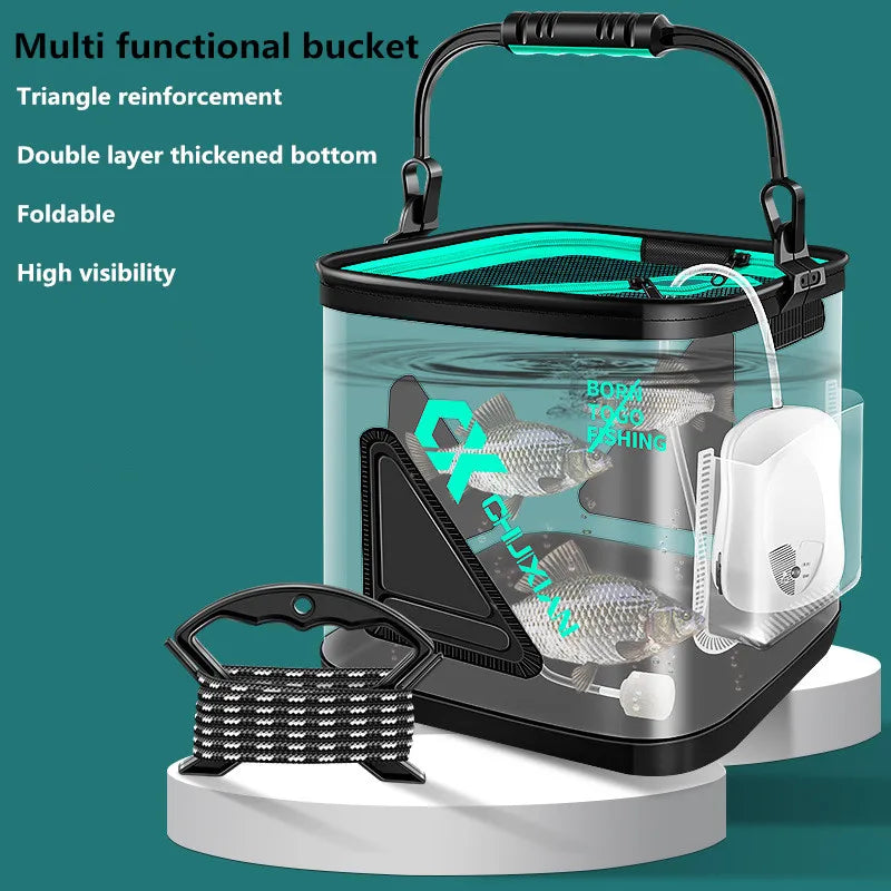 13L foldable live fish bucket EVA thickened fish bucket portable water tank fishing gear live fish box accessories tool