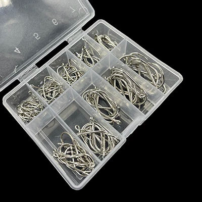 100Pcs Size 3-12# Ring Eye Fishhooks Circle Carp Eyed Fishing Hook High Carbon Steel Fishing Hooks Single Jig Fish Hook Tackle